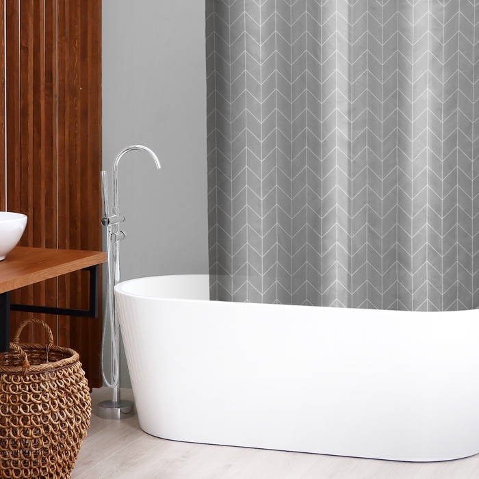 Штора для ванной SAVANNA Perfecto, 180×180 см, EVA, серая - Фото 1