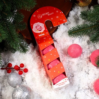 Новогодний набор бомбочек для ванны «Леденец», красный, 3 шт по 70 гр.