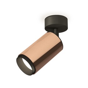 Комплект накладного поворотного светильника Ambrella light, Techno, XM6326021, GU5.3, цвет золото розовое полированное, чёрный песок