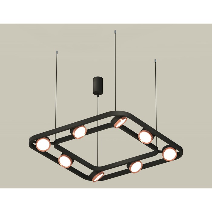 Комплект подвесного поворотного светильника Ambrella light, Traditional DIY, XB9182103, 8хGX53, цвет чёрный песок, золото розовое полированное