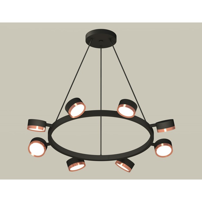 Комплект подвесного поворотного светильника Ambrella light, Traditional DIY, XB9198153, 8хGX53, цвет чёрный песок, золото розовое полированное