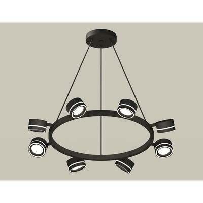 Комплект подвесного поворотного светильника с акрилом Ambrella light, Traditional DIY, XB9198201, 8хGX53, цвет чёрный песок, белый матовый