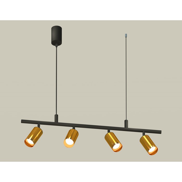 Комплект подвесного поворотного светильника Ambrella light, Traditional DIY, XB9002330, GU5.3, цвет чёрный песок, золото желтое полированное