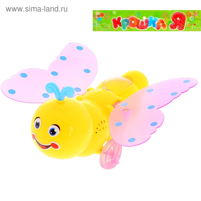 Игрушка заводная "Бабочка", со световым эффектом, цвета МИКС - Фото 1