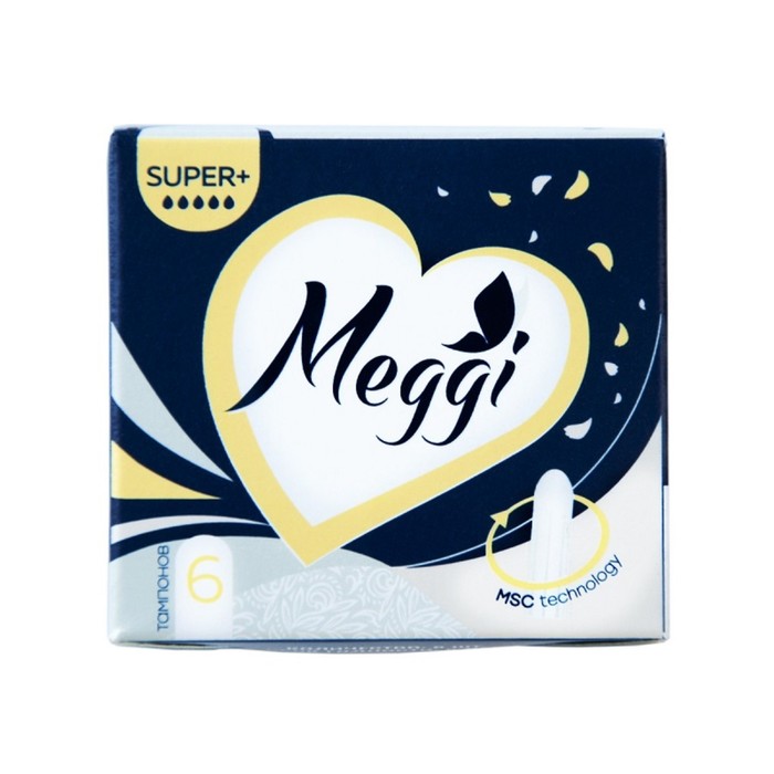 Тампоны гигиенические Meggi Super+, 4 капли, 6 шт - Фото 1