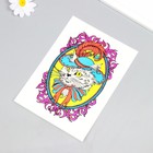 Татуировка на тело неон цветная "Кот в шляпе" 26х14,5 см - Фото 2