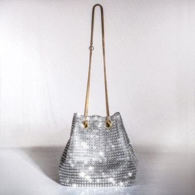 Клатч на затяжке, цвет серый/серебряный