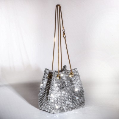 Клатч на затяжке, цвет серый/серебряный