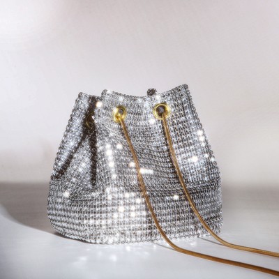 Клатч на затяжке, цвет серый/серебряный