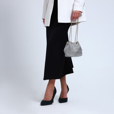 Клатч на затяжке, цвет серый/серебряный