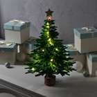 Светодиодная фигура «Ёлка зелёная» 18 × 36 × 18 см, дерево, текстиль, батарейки, свечение тёплое белое - фото 4051101