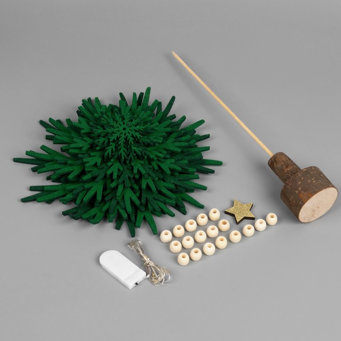 Светодиодная фигура «Ёлка зелёная» 18 × 36 × 18 см, дерево, текстиль, батарейки, свечение тёплое белое