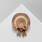 Брошь «Шляпка» с цветами, цветная в золоте - Фото 1