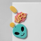Серьги акрил UFO инопланетянин, цветные в серебре - Фото 2
