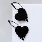 Серьги «Сердца», цвет чёрный в чёрном металле, d=3 см - Фото 3