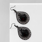 Серьги «Капли» ажурные сердца, цвет чёрный в чёрном металле - фото 22561174