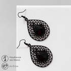 Серьги «Капли» ажурные сердца, цвет чёрный в чёрном металле - фото 321593329