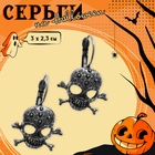 Хэллоуин! Серьги «Череп» в кругах, цвет чернёное серебро - фото 322004979