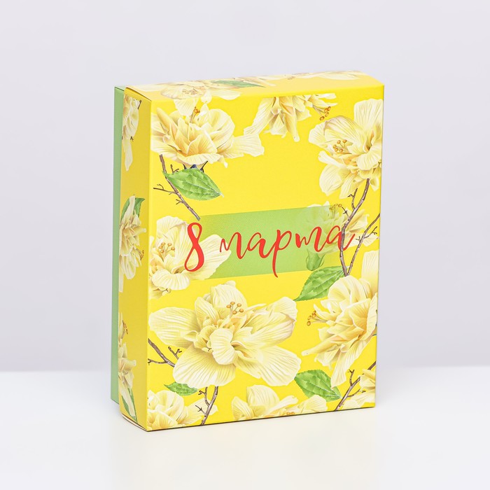 Подарочная коробка сборная "Мартовские цветы" 16,5 х 12,5 х 5,2 см - Фото 1