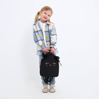 Рюкзак школьный текстильный с ушками на заколках «Котик», 27х23 см, чёрный цвет - Фото 16