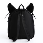 Рюкзак школьный текстильный с ушками на заколках «Котик», 27х23 см, чёрный цвет - Фото 6