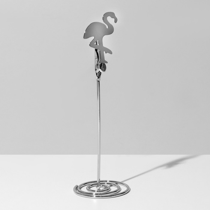 Ценникодержатель с зажимом "Фламинго", 5,5*5,5*15см, цвет серебро