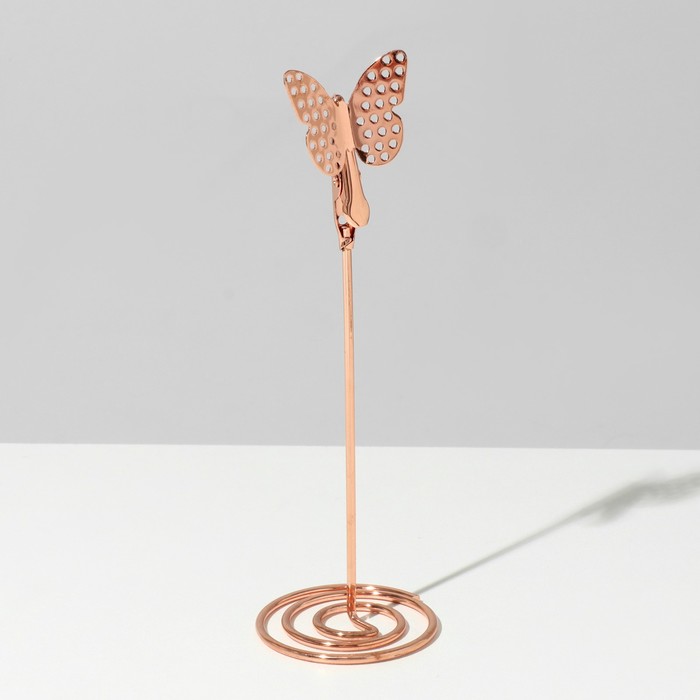 Ценникодержатель с зажимом «Бабочка», 4,5×4,5×13 см, цвет розовое золото - фото 1906479060