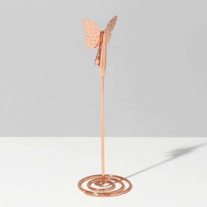 Ценникодержатель с зажимом «Бабочка», 4,5×4,5×13 см, цвет розовое золото - фото 1906479061