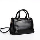 Сумка женская саквояж на молнии, 25×11×17 см, чёрная - Фото 5