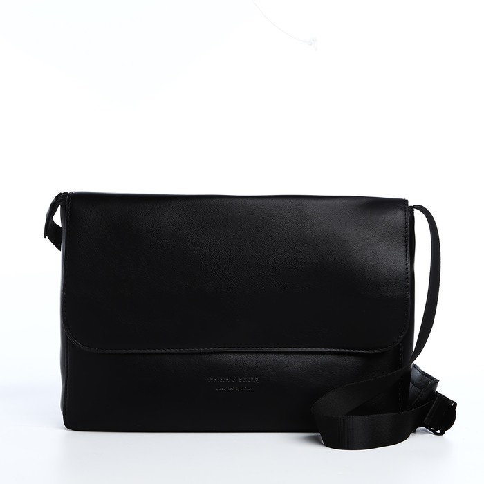 Сумка женская мессенджер на магните, 28×6×18 см, чёрный - Фото 1