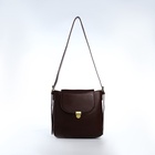Сумка женская мессенджер на клапане, 22×7×21 см, тёмно-коричневая - Фото 9