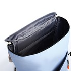 Рюкзак школьный на молнии, 5 наружных кармана, цвет бежевый/голубой - фото 11037371