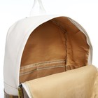 Рюкзак школьный из текстиля, 3 кармана, цвет белый/коричневый/голубой - фото 11037412