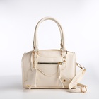 Сумка саквояж женская, маленькая, с длинным ремнём, с ручками, белая - Фото 3