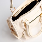 Сумка саквояж женская, маленькая, с длинным ремнём, с ручками, белая - Фото 9