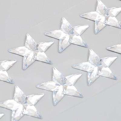 Наклейка пластик стразы "Звёздочки" 12 шт на листе  7,2х17,7 см