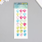Наклейка пластик стразы "Сердечки" 24 шт на листе МИКС 7,2х17,7 см - фото 320568005