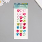 Наклейка пластик стразы "Сердечки" 24 шт на листе МИКС 7,2х17,7 см - Фото 2