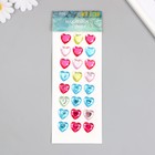 Наклейка пластик стразы "Сердечки" 24 шт на листе МИКС 7,2х17,7 см - Фото 3