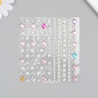Наклейка пластик стразы, жемчужины "Цветочки, ромбики" 8,5х9,5 см (комплект 2 шт) - фото 23258131