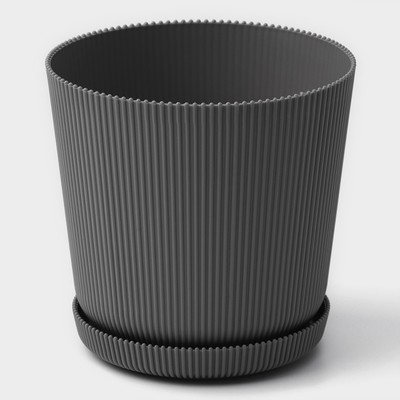 Горшок для цветов с поддоном, 15.5×16.5 см, цвет серый
