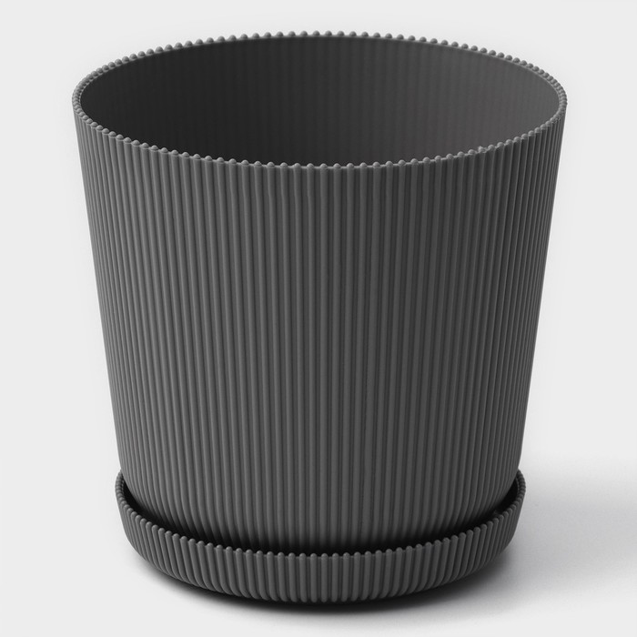Горшок для цветов с поддоном, 15.5×16.5 см, цвет серый - Фото 1