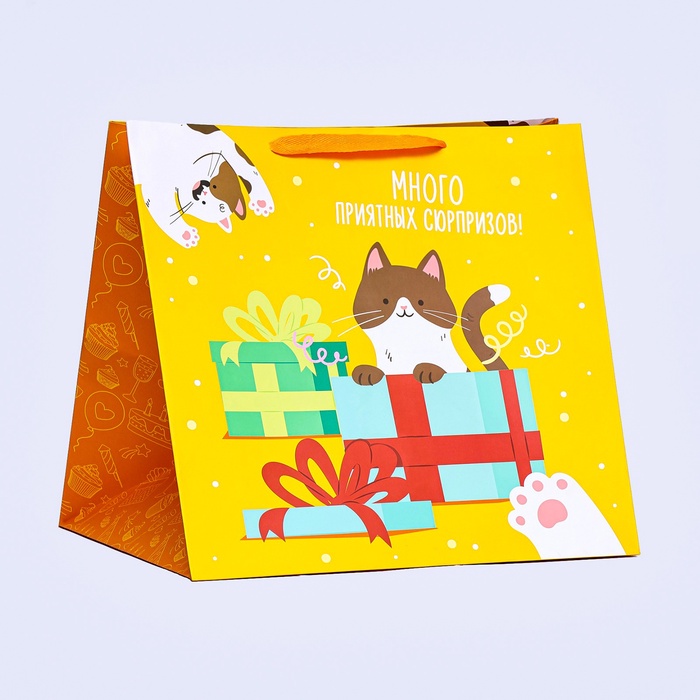 Пакет под торт "Подарки" 40х40х40см 9864976