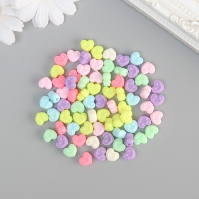 Бусины для творчества пластик "Сердечки-смайл" цветные нежных цветов набор 500 гр 1х1х0,6 см   98872