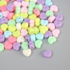 Бусины для творчества пластик "Сердечки-смайл" цветные нежных цветов набор 500 гр 1х1х0,6 см   98872 - Фото 2