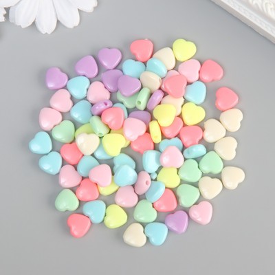 Бусины для творчества пластик "Сердечки" цветные нежных цветов набор 500 гр 1х1,1х0,5 см