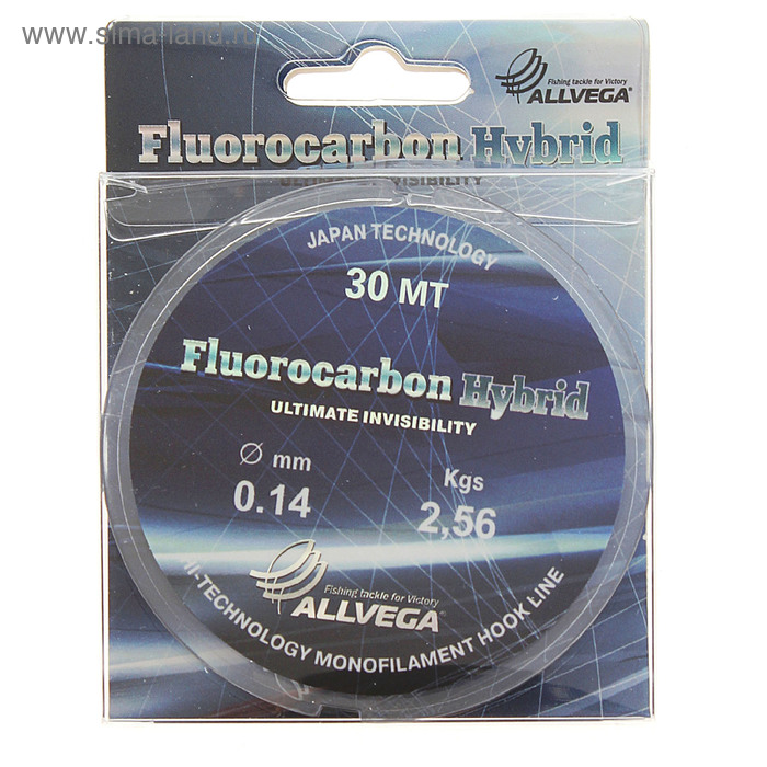 Леска ALLVEGA Fluorocarbon Hybrid, диаметр 0.14 мм, тест 2.56 кг, 30 м, прозрачная - Фото 1