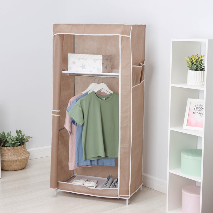 Шкаф тканевый каркасный, складной LaDо́m, 70×45×150 см, бежевый - Фото 1