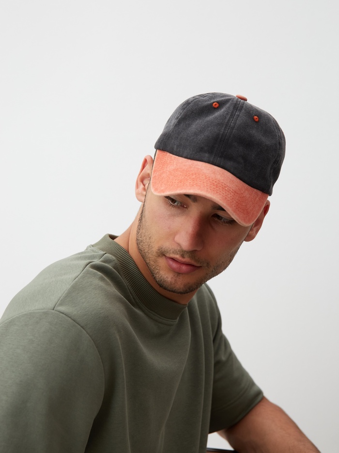 Кепка мужская MINAKU, размер 56-58, чёрная/коралловая - Фото 1