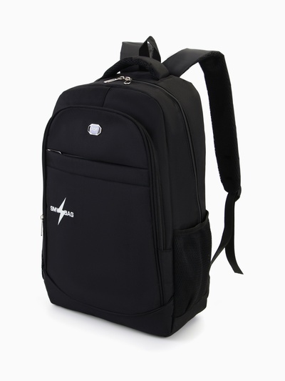 Рюкзак молодёжный на молниях, 4 кармана, размер 35×18×50 см, чёрный